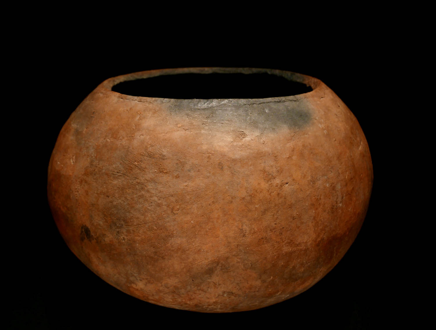 Biergefäß. Aufbau-Keramik, gebrannt im offenen Feuer. Dogon / Mali. H 17 cm.
